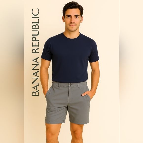 2/$30 BANANA REPUBLIC Gray Flat Front Chino Shorts (#336) - Picture 1 of 8